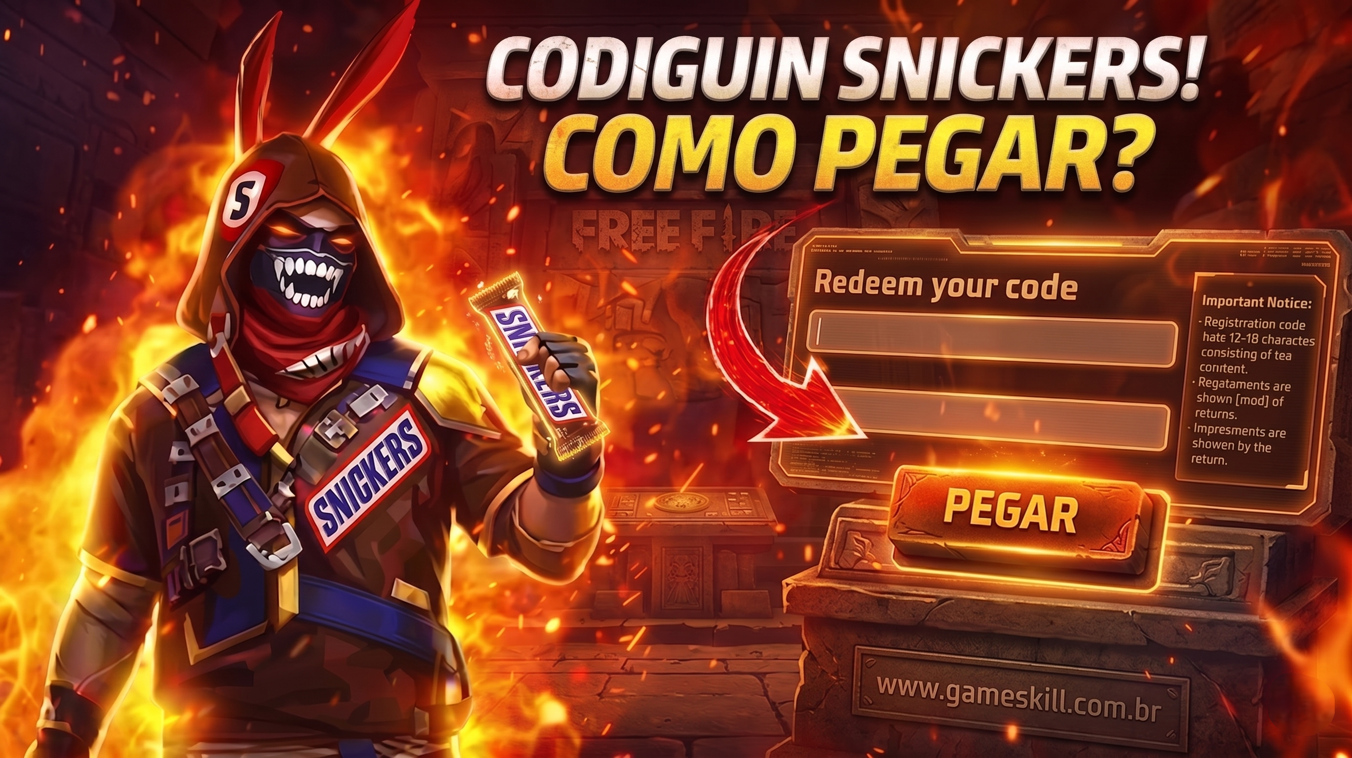 Codiguin Snickers Free Fire Como Resgatar Recompensas Oficiais