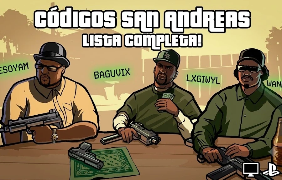 LIsta de código gta Sandreas