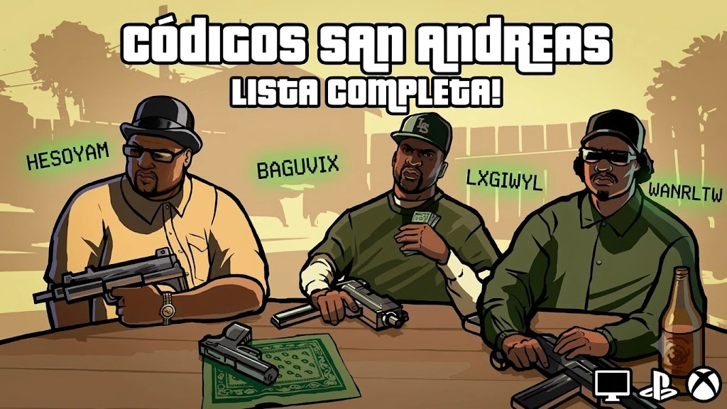 LIsta de código gta Sandreas